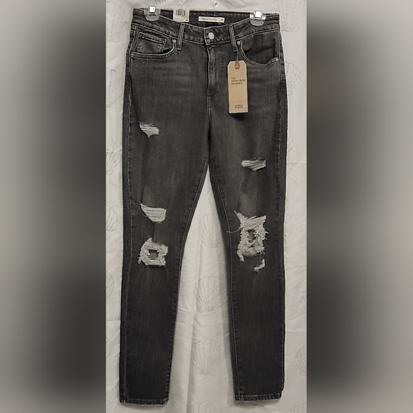 LEVIS 721 High Rise Skinny Distressed Knee Jeans Blue Women’s 28x30 Red Tag SZ 6 - Picture 2 of 6